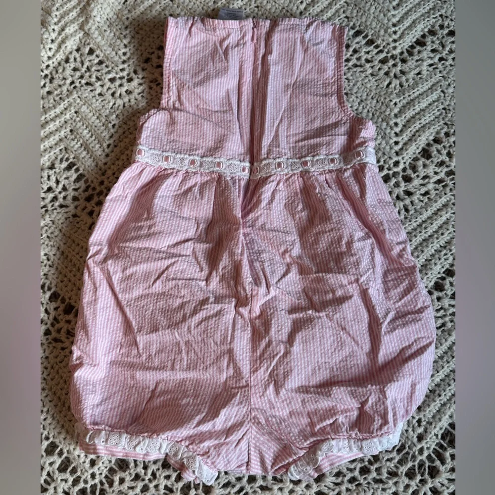 Vintage Gymboree Pink Sleeveless Dress with Floral Embroidery 2005 Cotton